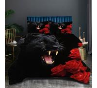 Nuphtun Edredón 150x200 cm Chita Negra, Ligero Microfibra Juego de Cama 150x200 cm, Colcha Estampada en 3D para Mujer y Hombre