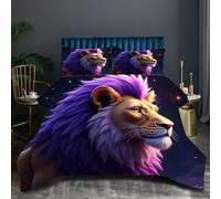 Nuphtun Edredón 150x200 cm LeóN Morado, Ligero Microfibra Juego de Cama 150x200 cm, Colcha Estampada en 3D para Mujer y Hombre
