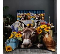 Nuphtun Edredón 150x200 con 2 Fundas | Burro Animal, Tejido de Microfibra Transpirable con Relleno de Algodón 200 gsm, 2 Fundas de Almohada, Confort Fresco y Cómodo Durante Toda la Noche O51