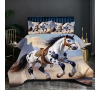 Nuphtun Edredón 150x200 con 2 Fundas | Caballo Blanco, Tejido de Microfibra Transpirable con Relleno de Algodón 200 gsm, 2 Fundas de Almohada, Confort Fresco y Cómodo Durante Toda la Noche O141