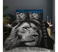 Nuphtun Edredón 200x200 cm LeóN Gris, Lavable en Lavadora Juego de Cama Completo 200x200, Colcha de Microfibra con Estampado 3D para Todas Las Estaciones