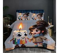 Nuphtun Edredón 220x240 2.4 kg | Chica con Vela, Arte en 3D sobre Tejido de Microfibra Premium, Relleno de Algodón 200 gsm de Altísima Calidad, Placer Sensorial Que Renueva Energías T115