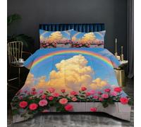 Nuphtun Edredón 220x240 2.4 kg | Flores ArcoíRis, Arte en 3D sobre Tejido de Microfibra Premium, Relleno de Algodón 200 gsm de Altísima Calidad, Placer Sensorial Que Renueva Energías T57