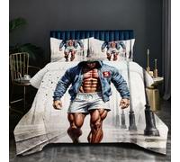 Nuphtun Edredón 220x240 2.4 kg | Hombre Musculoso, Arte en 3D sobre Tejido de Microfibra Premium, Relleno de Algodón 200 gsm de Altísima Calidad, Placer Sensorial Que Renueva Energías T47