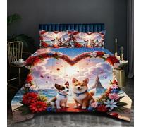 Nuphtun Edredón 220x240 2.4 kg | Perro CorazóN, Arte en 3D sobre Tejido de Microfibra Premium, Relleno de Algodón 200 gsm de Altísima Calidad, Placer Sensorial Que Renueva Energías J255-