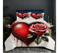 Nuphtun Edredón 220x240 2.4 kg | Rosa en Forma de CorazóN, Arte en 3D sobre Tejido de Microfibra Premium, Relleno de Algodón 200 gsm de Altísima Calidad, Placer Sensorial Que Renueva Energías T9