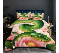 Nuphtun Edredón 220x240 2.4 kg | Serpiente Verde, Arte en 3D sobre Tejido de Microfibra Premium, Relleno de Algodón 200 gsm de Altísima Calidad, Placer Sensorial Que Renueva Energías O367