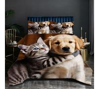 Nuphtun Edredón Individual 135x200 cm | Perro MarróN., Tejido de Microfibra Ultra Suave con Relleno de Algodón 200 gsm, Incluye 2 Fundas de Almohada, Confort de Nube para Dormitorio J112-