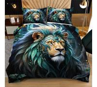 Nuphtun Funda Nórdica 200x200 cm LeóN Verde, Impresión 3D con Funda Nórdica y 2 Fundas | Microfibra Premium Suave al Tacto, Incluye Correas en Esquinas y Cremallera Oculta N31