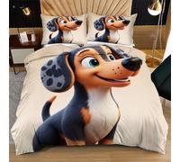 Nuphtun Funda Nórdica 200x200 cm Perro Animado, Impresión 3D con Funda Nórdica y 2 Fundas | Microfibra Premium Suave al Tacto, Incluye Correas en Esquinas y Cremallera Oculta N307