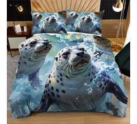 Nuphtun Funda Nórdica 220x240 cm LeóN Marino Gris, con 2 Fundas de Almohada, Microfibra de Secado Rápido y Anti-Arrugas, Cremallera Suave y Resistente, Duradero L258-