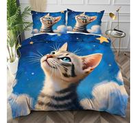 Nuphtun Funda Nórdica 260x240 Estrellas Azules, Funda Nórdica Cama 180 con 4 Cintas en Las Esquinas Microfibra Conjunto de Ropa de Cama para Primavera Verano Otoño Invierno,AW456