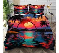 Nuphtun Funda Nórdica 260x240 Puestas de Sol Rojas, Funda Nórdica Cama 180 con 4 Cintas en Las Esquinas Microfibra Conjunto de Ropa de Cama para Primavera Verano Otoño Invierno,AW4080