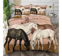 Nuphtun Funda Nórdica Cama 105 Caballo Blanco, Microfibra Ropa de Cama 150x200 para Dormitorio, Fácil de Lavar Juego de Ropa de Cama con 4 Cintas en Las Esquinas Oculta,AW3111