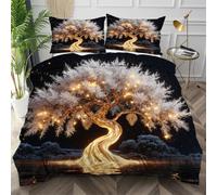 Nuphtun Funda Nórdica Cama 105 Cielos Estrellados Amarillos, Microfibra Ropa de Cama 150x200 para Dormitorio, Fácil de Lavar Juego de Ropa de Cama con 4 Cintas en Las Esquinas Oculta,AW4167