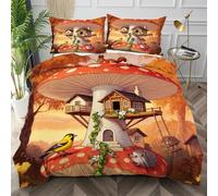 Nuphtun Funda Nórdica Cama 105 Hongo Amarillo, Microfibra Ropa de Cama 150x200 para Dormitorio, Fácil de Lavar Juego de Ropa de Cama con 4 Cintas en Las Esquinas Oculta,AQ7737