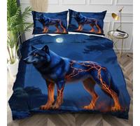 Nuphtun Funda Nórdica Cama 105 Lobo Azul Adolescente, Microfibra Ropa de Cama 150x200 para Dormitorio, Fácil de Lavar Juego de Ropa de Cama con 4 Cintas en Las Esquinas Oculta,AW4599