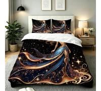 Nuphtun Funda Nórdica Cama 105 Niña Negra, Microfibra Ropa de Cama 150x200 para Dormitorio, Fácil de Lavar Juego de Ropa de Cama con 4 Cintas en Las Esquinas Oculta, AW8541