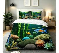 Nuphtun Funda Nórdica Cama 135 Algas Verdes, Fácil de Limpiar Conjunto de Ropa de Cama con Cremallera Oculta, Microfibra Ropa de Cama 200X200 para Adolescentes Adultos, AW7168