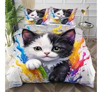 Nuphtun Funda Nórdica Cama 135 Gatito de Colores, Fácil de Limpiar Conjunto de Ropa de Cama con Cremallera Oculta, Microfibra Ropa de Cama 200X200 para Adolescentes Adultos,AW3532