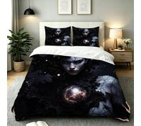 Nuphtun Funda Nórdica Cama 135 Niña Negra, Fácil de Limpiar Conjunto de Ropa de Cama con Cremallera Oculta, Microfibra Ropa de Cama 200X200 para Adolescentes Adultos, AW7582