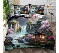 Nuphtun Funda Nórdica Cama 135 Paisaje Azul, Fácil de Limpiar Conjunto de Ropa de Cama con Cremallera Oculta, Microfibra Ropa de Cama 200X200 para Adolescentes Adultos,AW4300