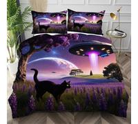 Nuphtun Funda Nórdica Cama 150 Nave Espacial Morada, Resistente a Las Microfibra Funda Nórdica 220x240 para Niños Niñas, Sedosa Conjunto de Ropa de Cama para Dormitorio Decoración,AW419