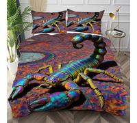 Nuphtun Funda Nórdica Cama 90 Escorpión de Colores, Suave Conjunto de Ropa de Cama para Habitación Infantil Anti-Color Microfibra Funda de Edredón 135x200 con Cremallera Oculta,AQ1088