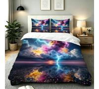 Nuphtun Funda Nórdica Cama 90 Rayos de Colores, Suave Conjunto de Ropa de Cama para Habitación Infantil Anti-Color Microfibra Funda de Edredón 135x200 con Cremallera Oculta, AW8720