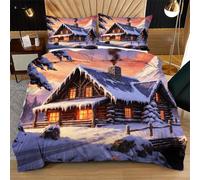 Nuphtun Funda Nórdica Individual 135x200 cm Casa Blanca, Funda Nórdica y 2 Fundas de Almohada, Lavable a Máquina y Anti-Arrugas, Corner Straps para un Ajuste Edredón N290