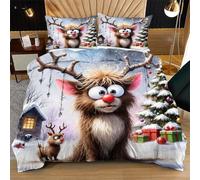 Nuphtun Funda Nórdica Individual 135x200 cm Ciervo Gris, Funda Nórdica y 2 Fundas de Almohada, Lavable a Máquina y Anti-Arrugas, Corner Straps para un Ajuste Edredón N10