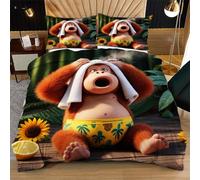 Nuphtun Funda Nórdica Individual 135x200 cm Gorila MarróN, Funda Nórdica y 2 Fundas de Almohada, Lavable a Máquina y Anti-Arrugas, Corner Straps para un Ajuste Edredón N264