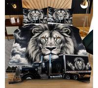 Nuphtun Juego de Cama 240x260 cm Coche LeóN, Set Gran King 3D con Cremallera Oculta y Correas Uso Diario y Lavados Frecuentes, Confort Inigualable y Estilo Único L184-