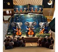 Nuphtun Juego de Funda Nórdica 150x200 cm Elefante ViolíN, Impresión 3D Nítida con 2 Fundas de Almohada | Microfibra Duradera de Fácil Cuidado, Convierte tu Cama en una Obra de Arte L238-