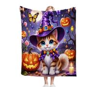 Nuphtun Manta para Sofá 240 x 260 Gato Linterna de Calabaza, Manta de Franela Extra Grande Premium 240x260 cm | Multiusos como Cubresofá o Manta de Picnic para Uso Doméstico y Exterior C365