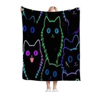 Nuphtun Manta para Sofá 240x260 cm Gatos de Colores, Manta de Franela Extra Grande Premium, Ligera y Antiarrugas, Multiusos para Sofá, Picnic, Uso Doméstico y Exterior, AQ1914