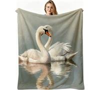 Nuphtun Manta para Sofá Grandes 180x220 cm Cisne Blanco, Manta de Franela Extra Suave Queen Size | Tejido Duradero para Uso Diario, Mantiene Forma y Colores Tras Lavados, AW1540