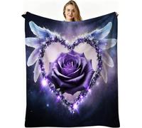 Nuphtun Manta para Sofá Grandes 180x220 cm Corazón Morado, Manta de Franela Extra Suave Queen Size | Tejido Duradero para Uso Diario, Mantiene Forma y Colores Tras Lavados, AW952