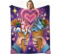 Nuphtun Manta para Sofá Grandes 180x220 cm Corazón Morado, Manta de Franela Extra Suave Queen Size | Tejido Duradero para Uso Diario, Mantiene Forma y Colores Tras Lavados, AW1396