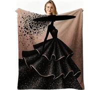 Nuphtun Manta para Sofá Grandes 180x220 cm Niña Negra, Manta de Franela Extra Suave Queen Size | Tejido Duradero para Uso Diario, Mantiene Forma y Colores Tras Lavados, AW6916