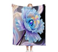 Nuphtun Manta Polar 220 x 240 Flores Azules, Manta Maxi Confort 220x240 cm | Suavidad Permanente y Fácil Mantenimiento, Salas de Estar Amplias y Días de Lluvia B6