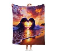 Nuphtun Mantas para Cama 105-180x220 Olas de Amor, Manta Franela de Lujo 180x220 cm | Tejido Resiliente para Uso Continuo | Confort Superior para Despacho y Dormitorio B166