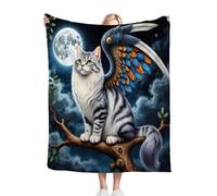 Nuphtun Mantas para Sofas Niños 130 x 150 Gato con Alas, Manta de Franela Microfibra 130x150 cm | Suavidad Superior y Lavable a Máquina, Sofá y Tiempo Libre B49