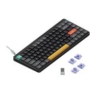 nuphy Air75 v2 QMK/Via Teclado Mecánico, 75% Teclado Inalámbrico de Bajo Perfil, Bluetooth 5.1, 2.4GHz y Conexión por Cable, Compatible con Sistemas Windows y Mac OS - Basalt Black Switch Wisteria