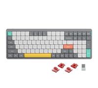 nuphy Air96 v2 Teclado Mecánico QMK/Via, 96% Teclado Inalámbrico de Bajo Perfil, Bluetooth 5.1, 2.4GHz y Conexión por Cable, Compatible con Sistemas Windows y Mac OS - Lunar Gray Switch Cowberry