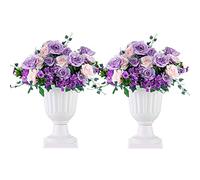 Nuptio 2 Piezas Sembradora de Urnas Clásica, Urna Decorativa de Interior o Exterior de Plástico de 35.5cm Altura, Sembradora de Plástico de Pedestal Alto, Maceta de Estilo Vintage, Blanco