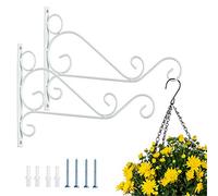 Nuptio 2 Piezas Soporte para Cesta Colgante Blanco, 30cm Longitud, Soportes para Colgar Pared, Ganchos, Soporte para Plantas Colgantes, Ganchos para Colgar Jardín, Soporte para Exteriores