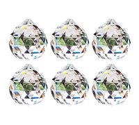 Nuptio 40mm Prisma de Bola Octogonal de Cristal Transparente 6 Piezas - Cuelgan Facetadas Suncatcher Colgante para Lámpara de Techo, Feng Shui, Casa de la Boda, Decoraciones de Oficina