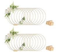 NUPTIO Aros Florales Centros con Soporte: 20 Piezas 30cm Oro Alambre Metal Aro Floral Corona de Flores Macramé Gran Círculo Redondo Pequeños para Decoración de Centros de Mesa de Boda Artesanales