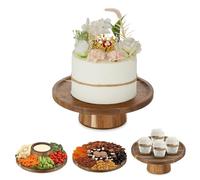 Nuptio Base Tartas Soporte Expositor: 24.3cm Madera Tarta Bandejas Bandeja Cupcakes Redonda Porta Pasteles Stand Baby Shower Decorativas Frutero Tartera Peana Cake Portatartas Cale Boda